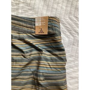 prAna Men's Boardshorts 33 Swim Surf Trunks Striped Recycled Polyester